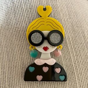 Girl with Glasses Acrylic Brooch